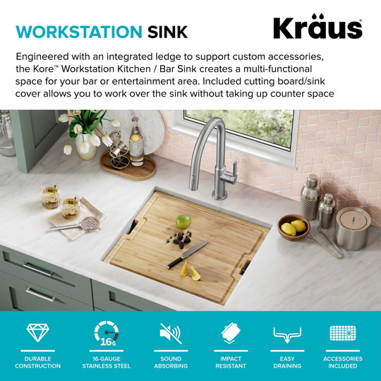 Kore Workstation Undermount Stainless Steel Kitchen Sink