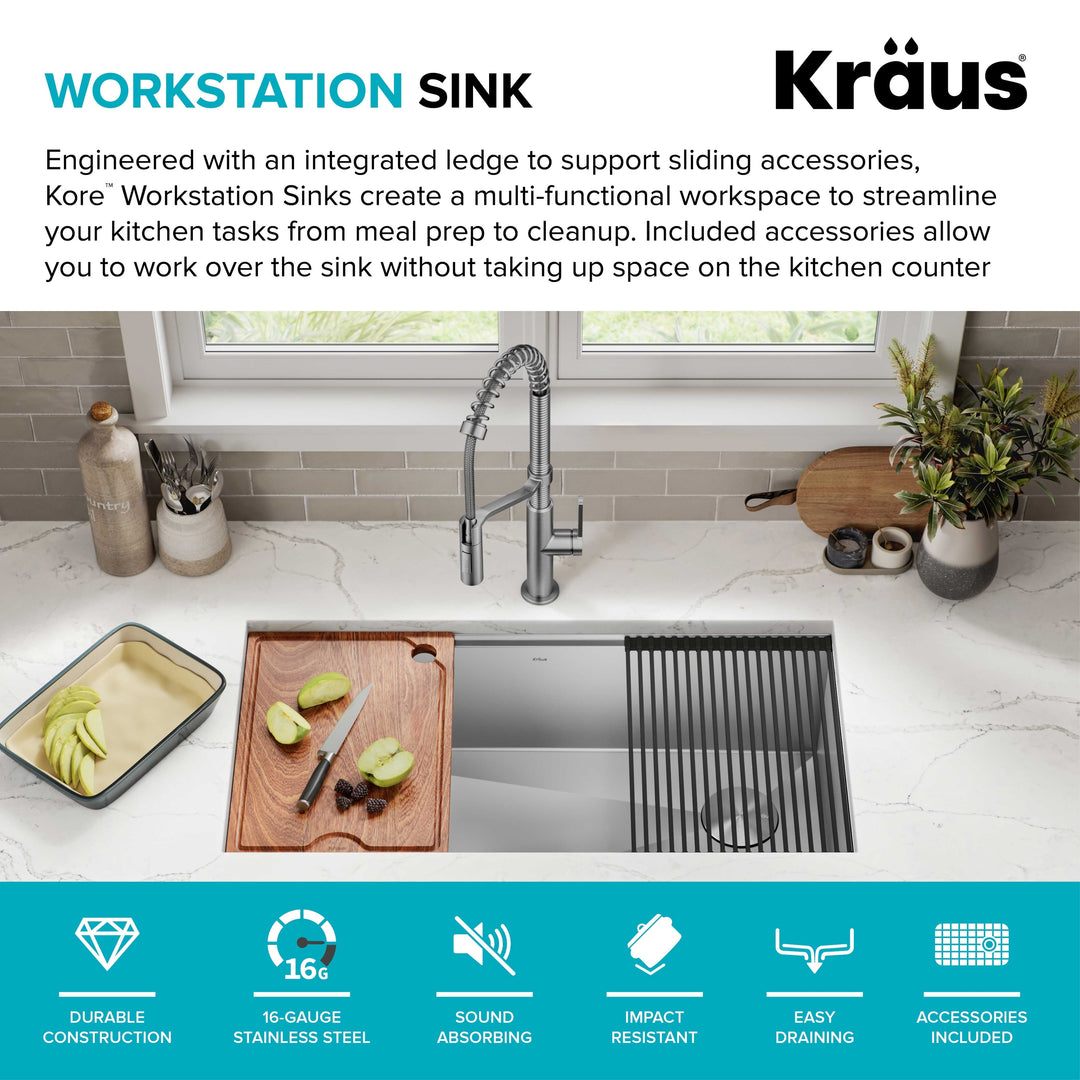 Kore Workstation Undermount Stainless Steel Kitchen Sink