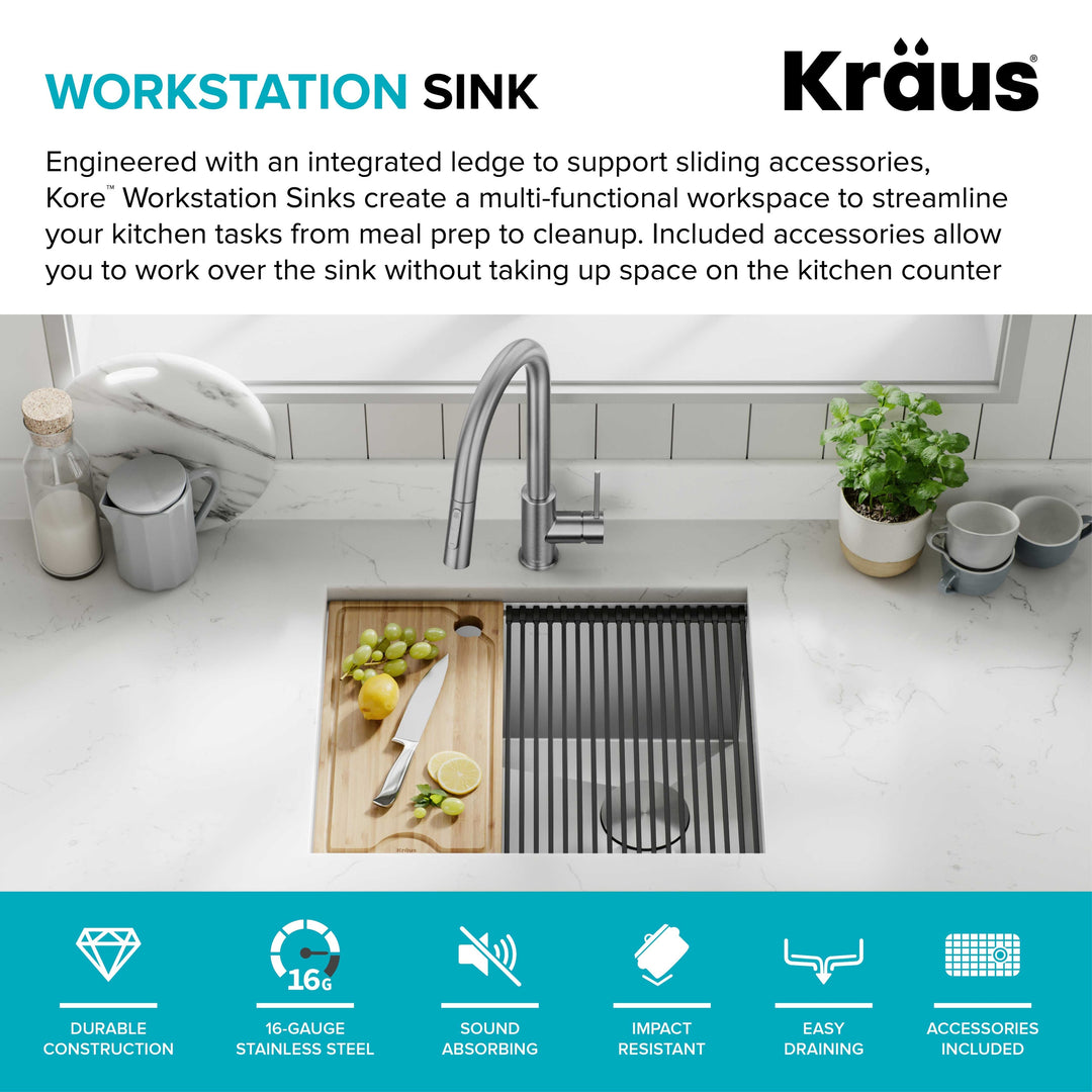 Kore Workstation Undermount Stainless Steel Kitchen Sink