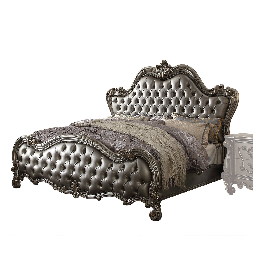Klinger Silver and Antique Platinum Bed with Arched Headboard