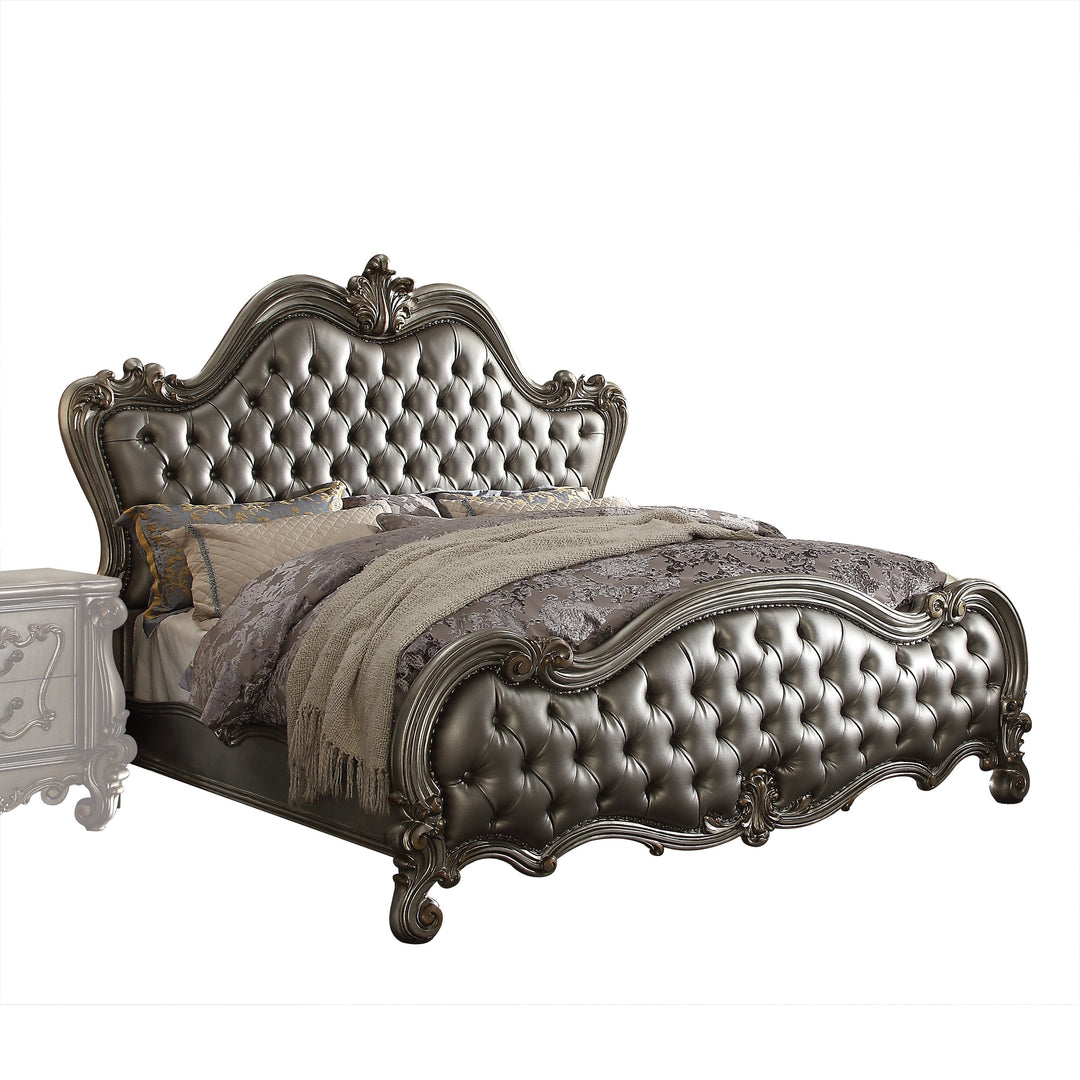 Klinger Silver and Antique Platinum Bed with Arched Headboard