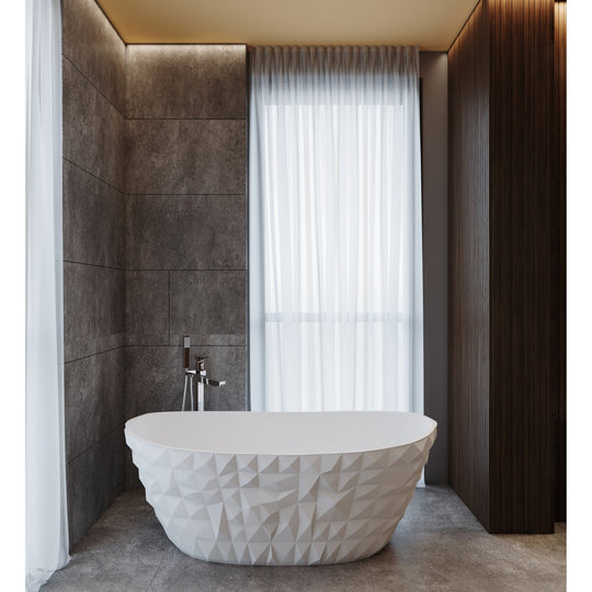 Knightsbrook 64" Freestanding Soaking Solid Surface Bathtub