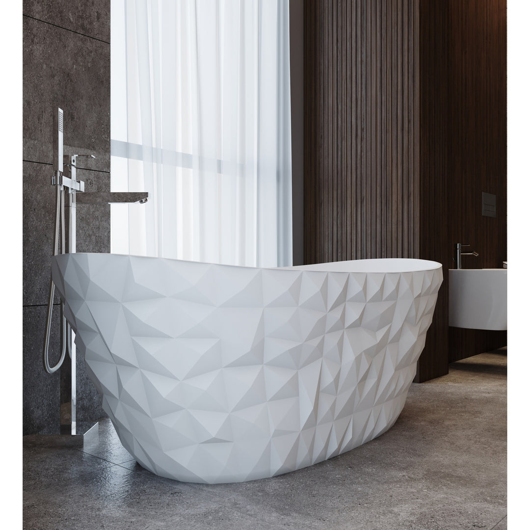 Knightsbrook 64" Freestanding Soaking Solid Surface Bathtub