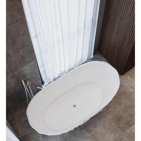Knightsbrook 64" Freestanding Soaking Solid Surface Bathtub