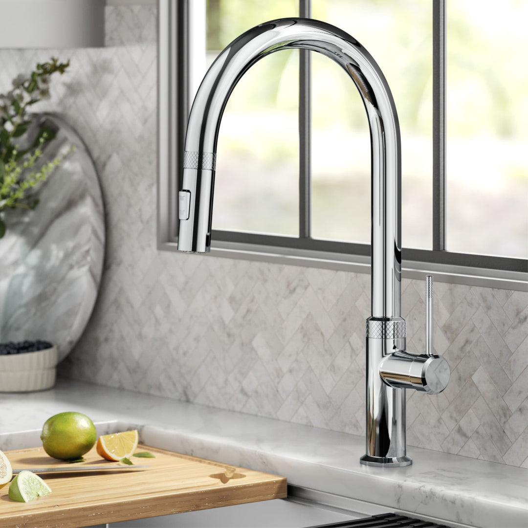 2-Function 1-Handle 1-Hole Pulldown Sprayer Brass Kitchen Faucet