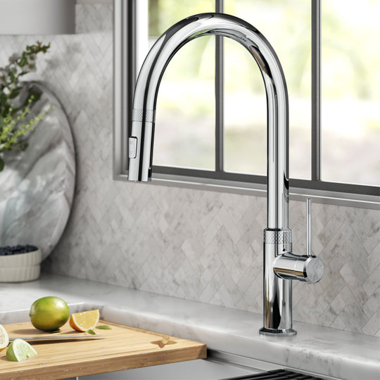 2-Function 1-Handle 1-Hole Pulldown Sprayer Brass Kitchen Faucet