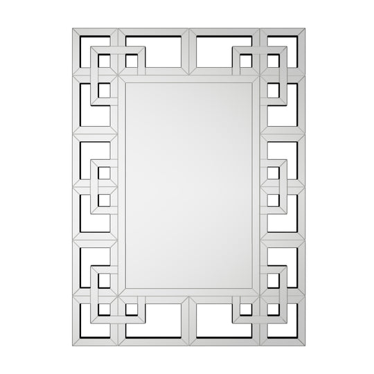 Large Wall Art Mirror Decor Silver Accent Geometric Frame