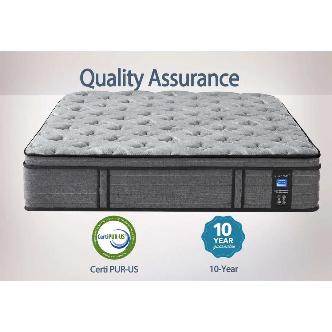 Luxury 14" Cooling-Gel Hybrid Mattress, Euro Top, Certipur-Us Certified, Medium Firm for Back Pain, Motion Isolation, in a Box