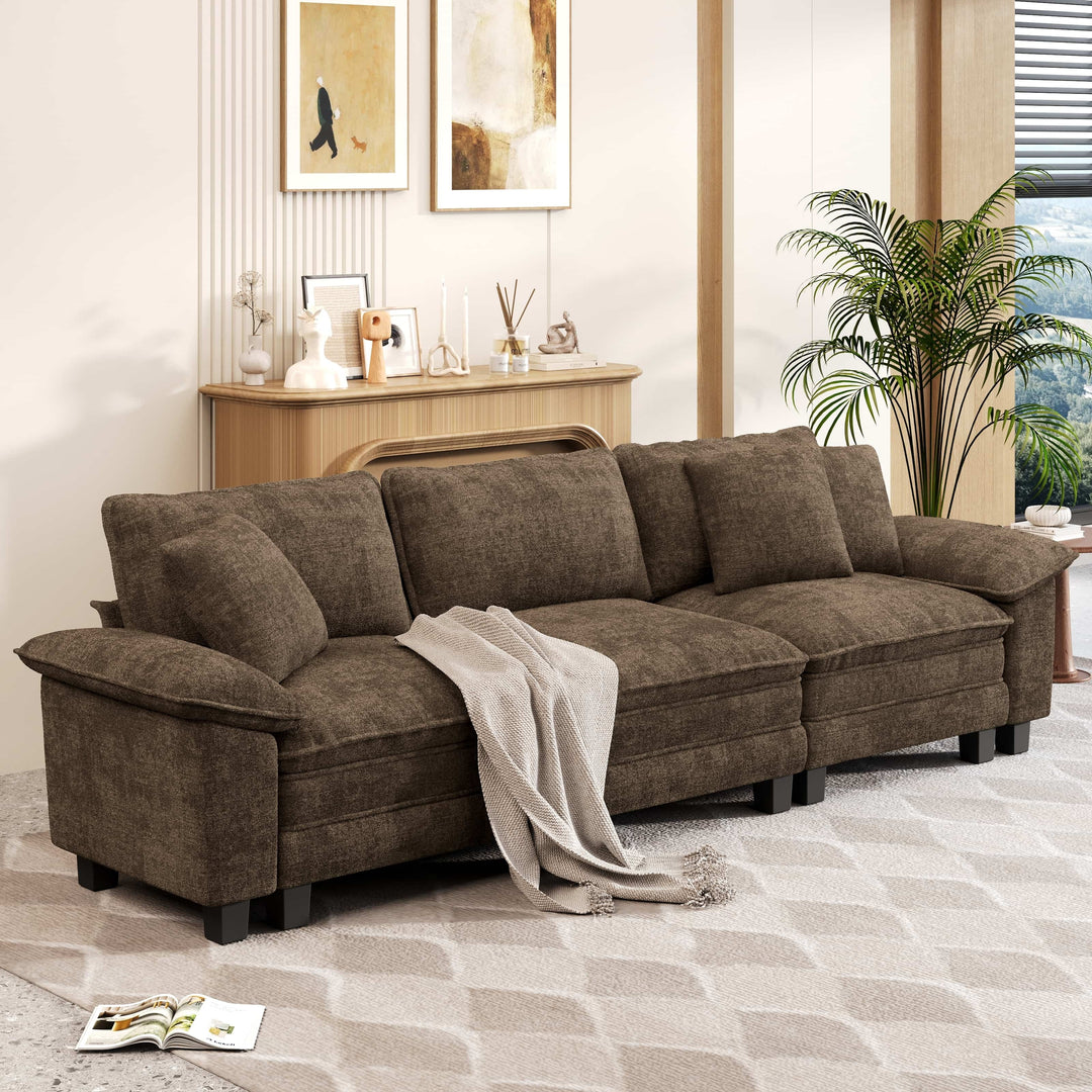 Cloud Modular Deep Seat Sofa, Chenille or Corduroy Sectional Couch with Removable Arms, 1–4 Seater