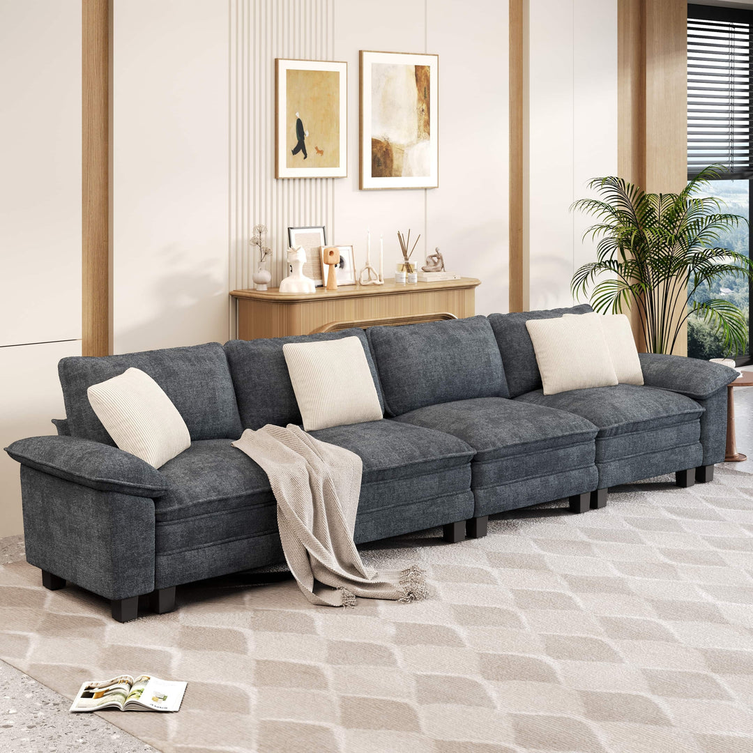 Cloud Modular Deep Seat Sofa, Chenille or Corduroy Sectional Couch with Removable Arms, 1–4 Seater