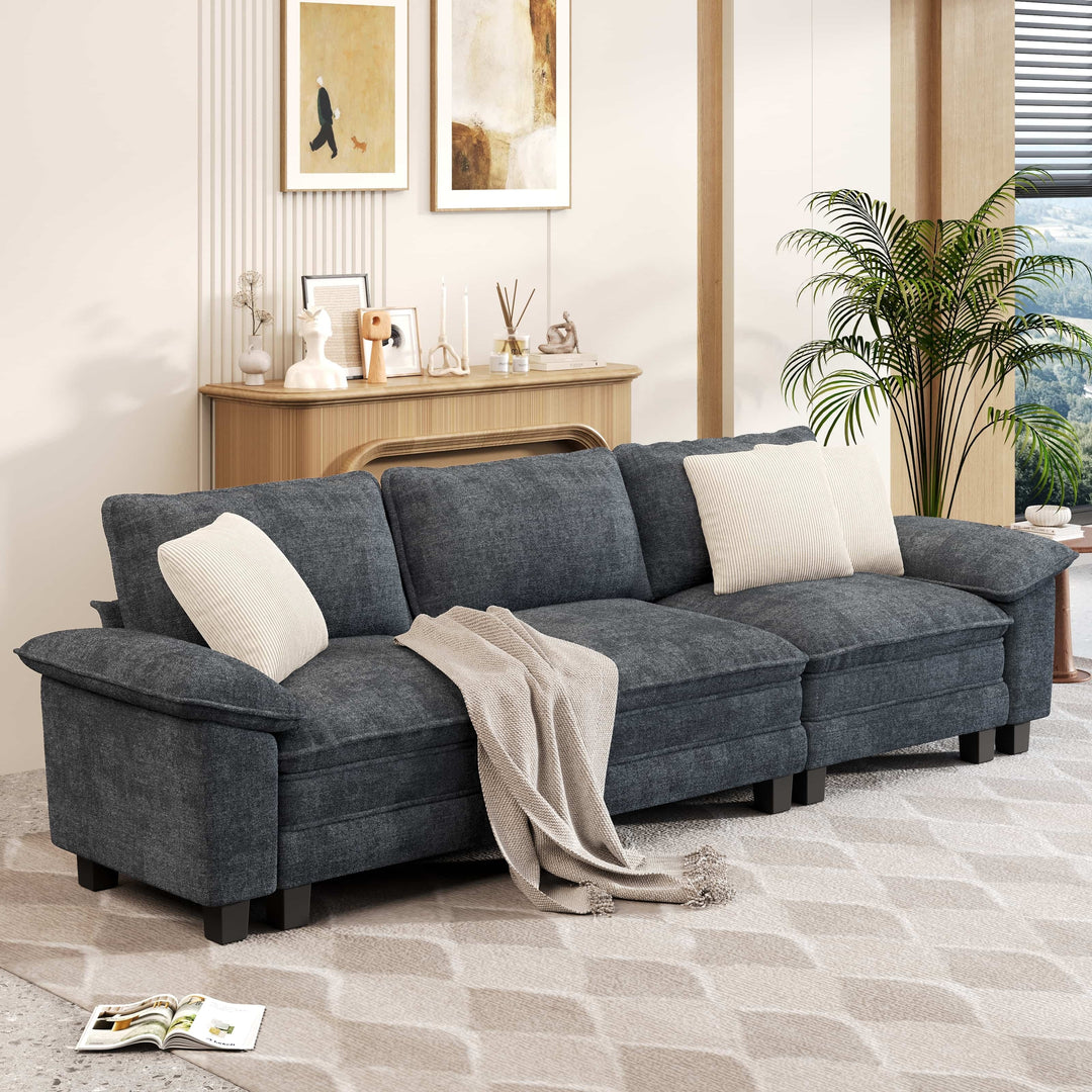 Cloud Modular Deep Seat Sofa, Chenille or Corduroy Sectional Couch with Removable Arms, 1–4 Seater