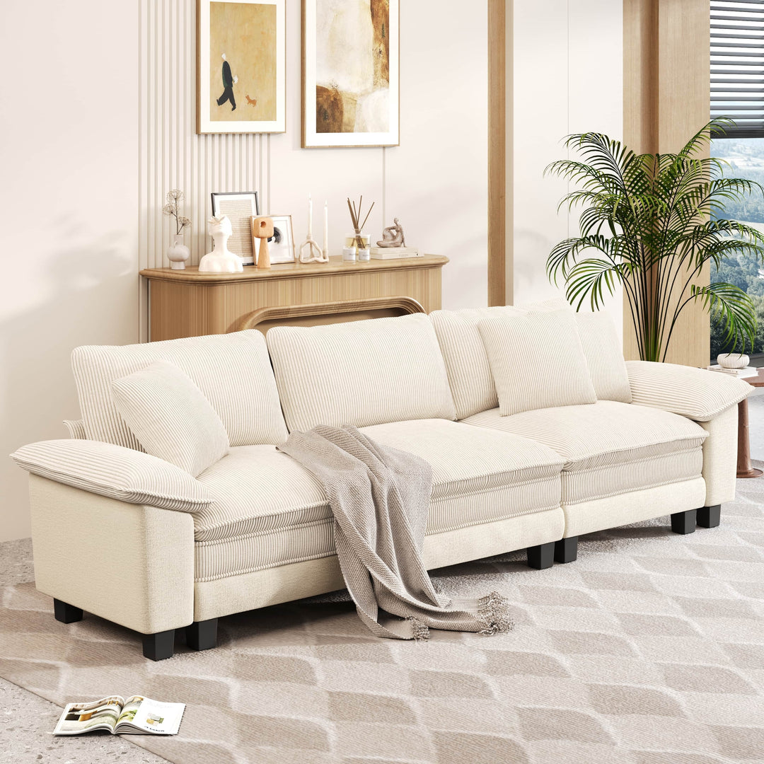 Cloud Modular Deep Seat Sofa, Chenille or Corduroy Sectional Couch with Removable Arms, 1–4 Seater