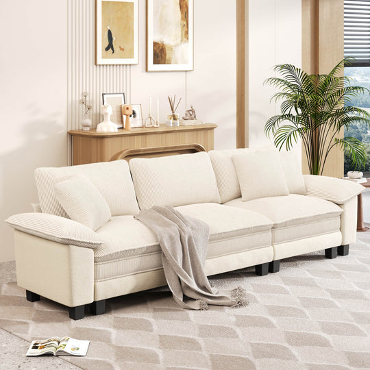 Cloud Modular Deep Seat Sofa, Chenille or Corduroy Sectional Couch with Removable Arms, 1–4 Seater