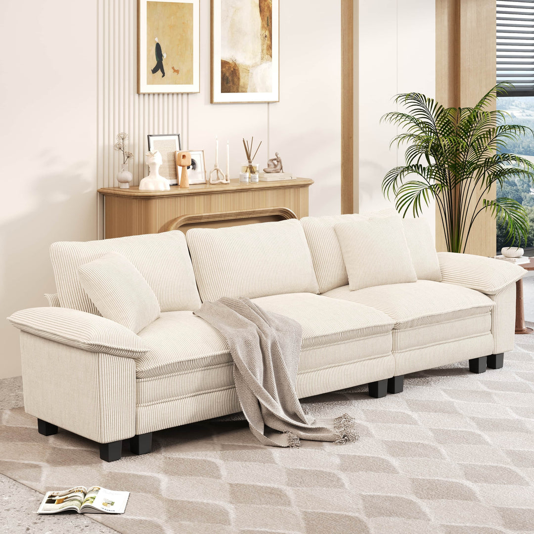 Cloud Modular Deep Seat Sofa, Chenille or Corduroy Sectional Couch with Removable Arms, 1–4 Seater