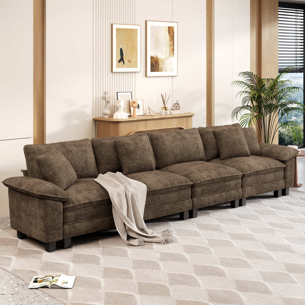 Cloud Modular Deep Seat Sofa, Chenille or Corduroy Sectional Couch with Removable Arms, 1–4 Seater