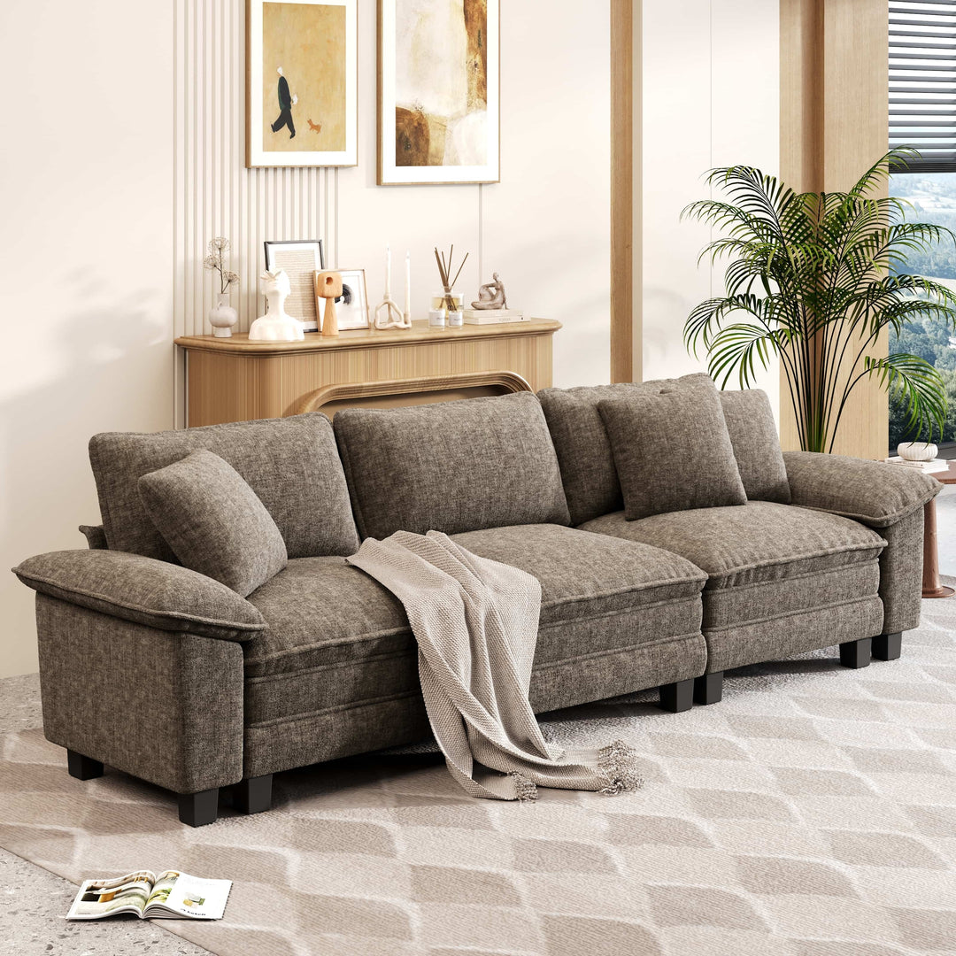 Cloud Modular Deep Seat Sofa, Chenille or Corduroy Sectional Couch with Removable Arms, 1–4 Seater