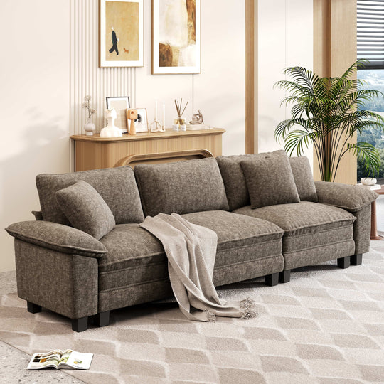 Cloud Modular Deep Seat Sofa, Chenille or Corduroy Sectional Couch with Removable Arms, 1–4 Seater