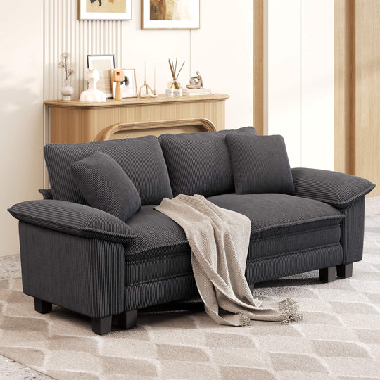 Cloud Modular Deep Seat Sofa, Chenille or Corduroy Sectional Couch with Removable Arms, 1–4 Seater
