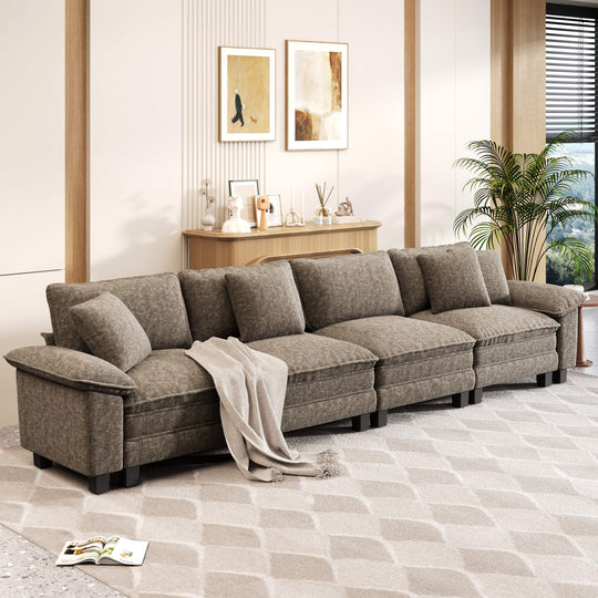 Cloud Modular Deep Seat Sofa, Chenille or Corduroy Sectional Couch with Removable Arms, 1–4 Seater
