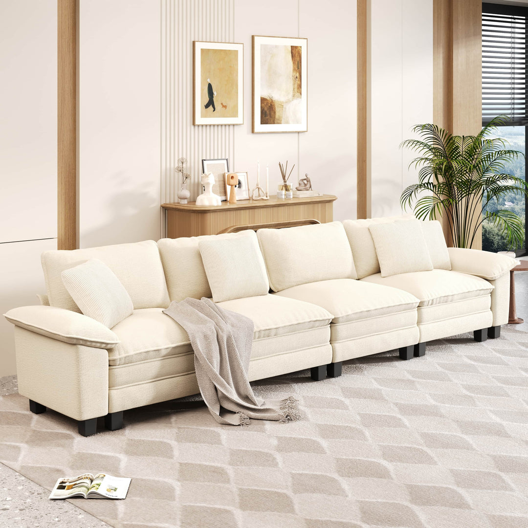 Cloud Modular Deep Seat Sofa, Chenille or Corduroy Sectional Couch with Removable Arms, 1–4 Seater
