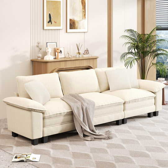 Cloud Modular Deep Seat Sofa, Chenille or Corduroy Sectional Couch with Removable Arms, 1–4 Seater