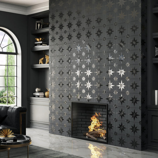 Stella Lustre Midnight 9-3/4" X 9-3/4" Porcelain Wall Tile
