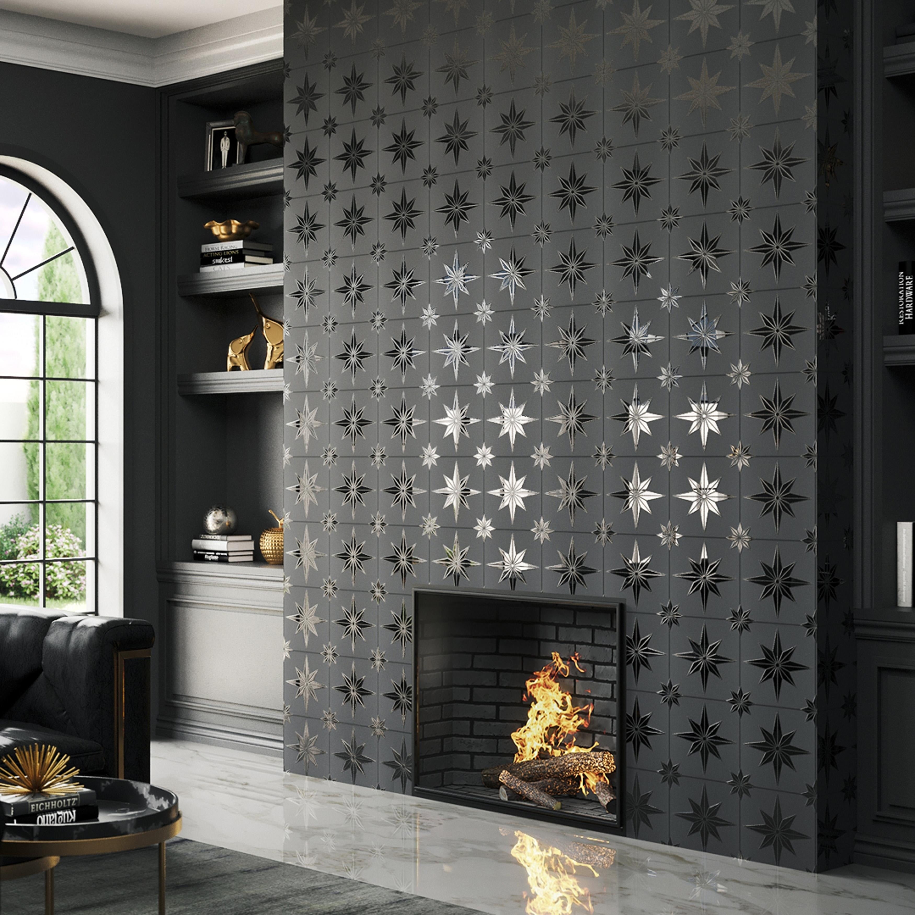 Stella Lustre Midnight 9-3/4" X 9-3/4" Porcelain Wall Tile
