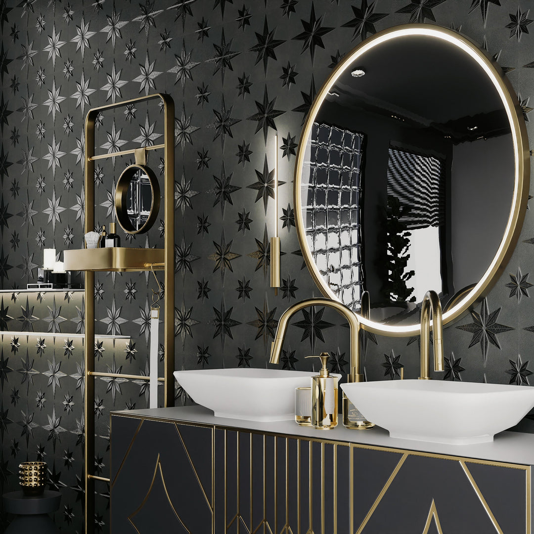 Stella Lustre Midnight 9-3/4" X 9-3/4" Porcelain Wall Tile