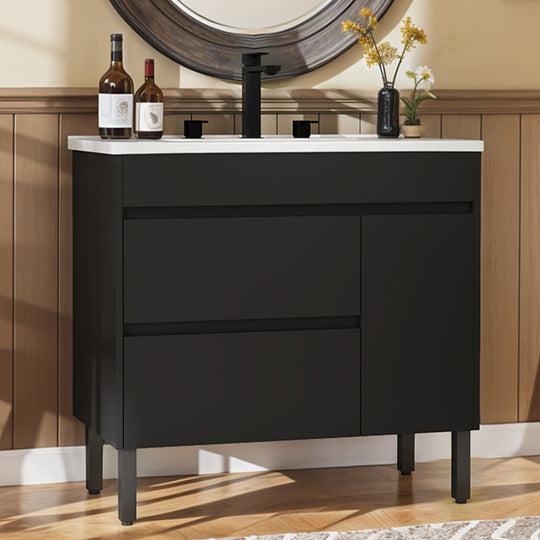 37" Freestanding Single Bathroom Vanity with 1 Soft Closing Cabinet & 2 Drawers