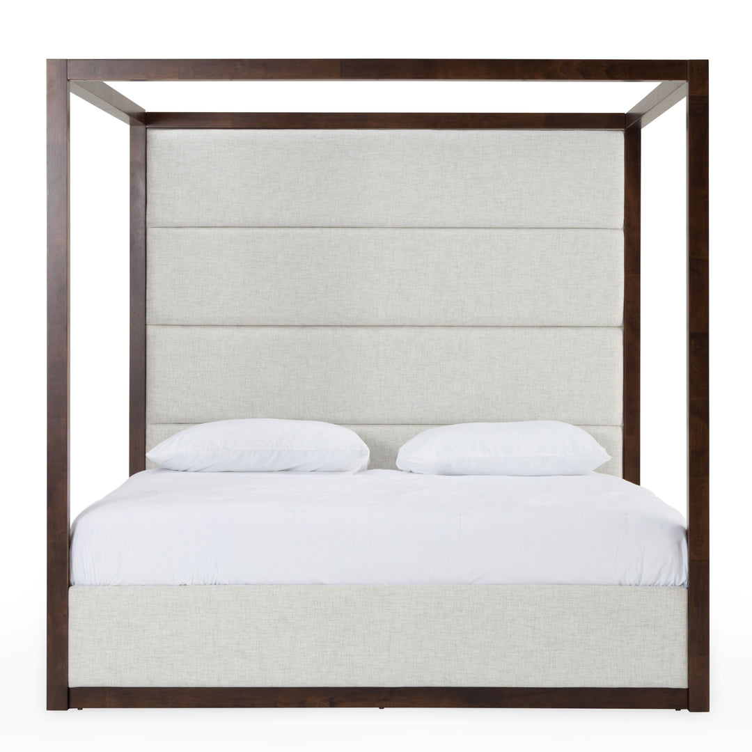 Modrest Manhattan Contemporary Canopy Brown Oak Bed
