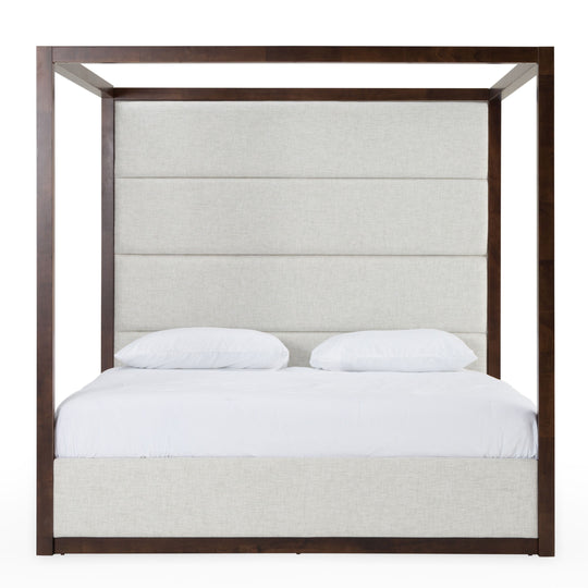 Modrest Manhattan Contemporary Canopy Brown Oak Bed