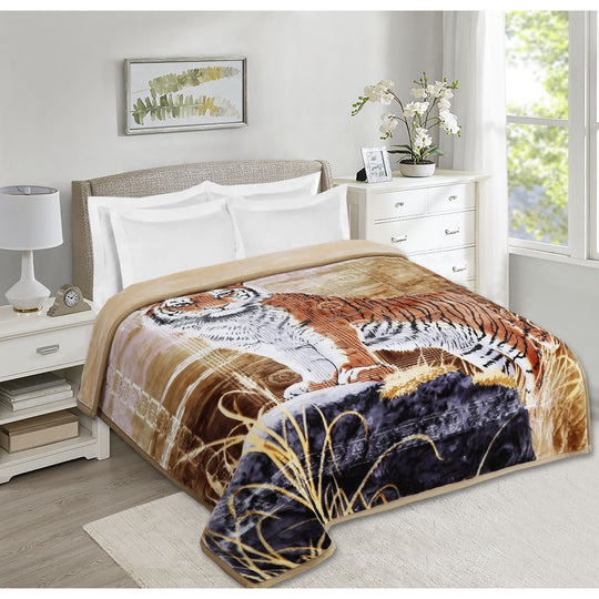 Empyrean Velvet 2 Ply Heavy Reversible Printed Raschel Blanket