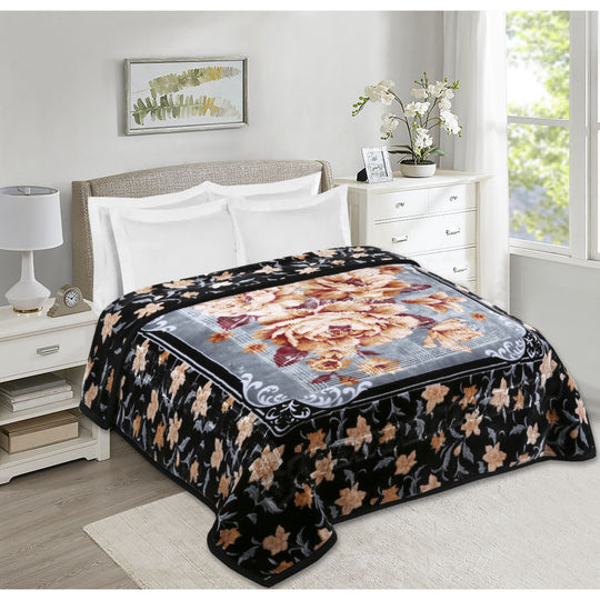 Empyrean Velvet 2 Ply Heavy Reversible Printed Raschel Blanket