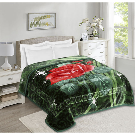 Empyrean Velvet 2 Ply Heavy Reversible Printed Raschel Blanket
