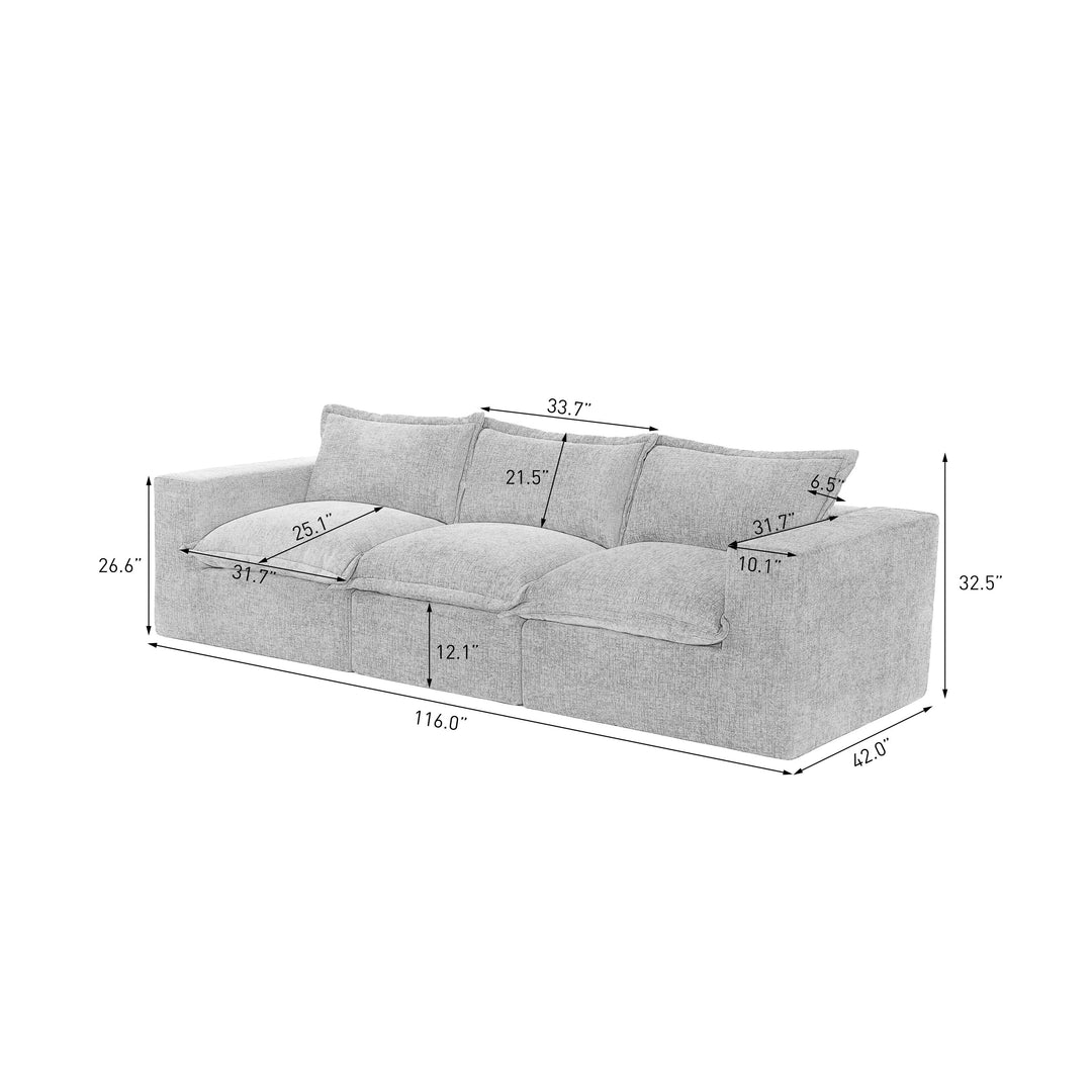 No Assembly Chenille Modular Sectional Sofa Comfy Cloud Couch
