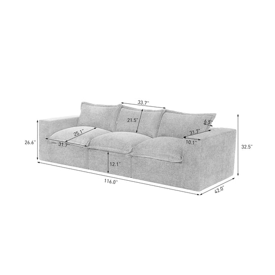 No Assembly Chenille Modular Sectional Sofa Comfy Cloud Couch