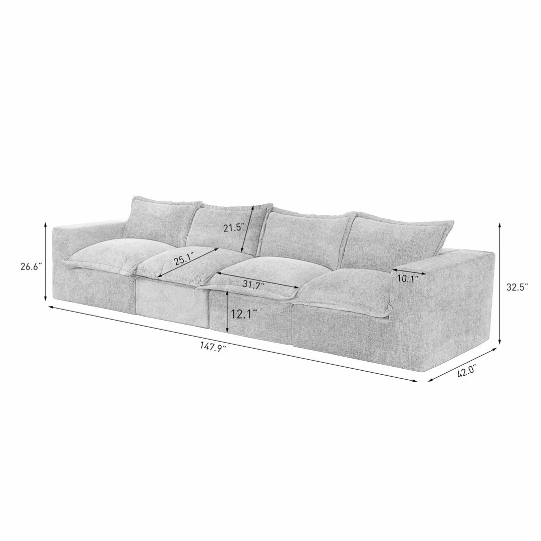 No Assembly Chenille Modular Sectional Sofa Comfy Cloud Couch