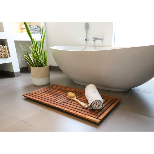 Teak Oiled Double Framed Shower/Bath Mat 39" X 19"