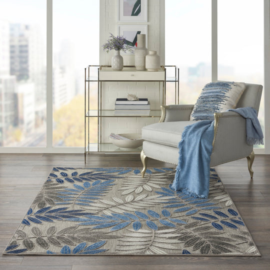 Aloha Leaf Print Vibrant Indoor/Outdoor Area Rug