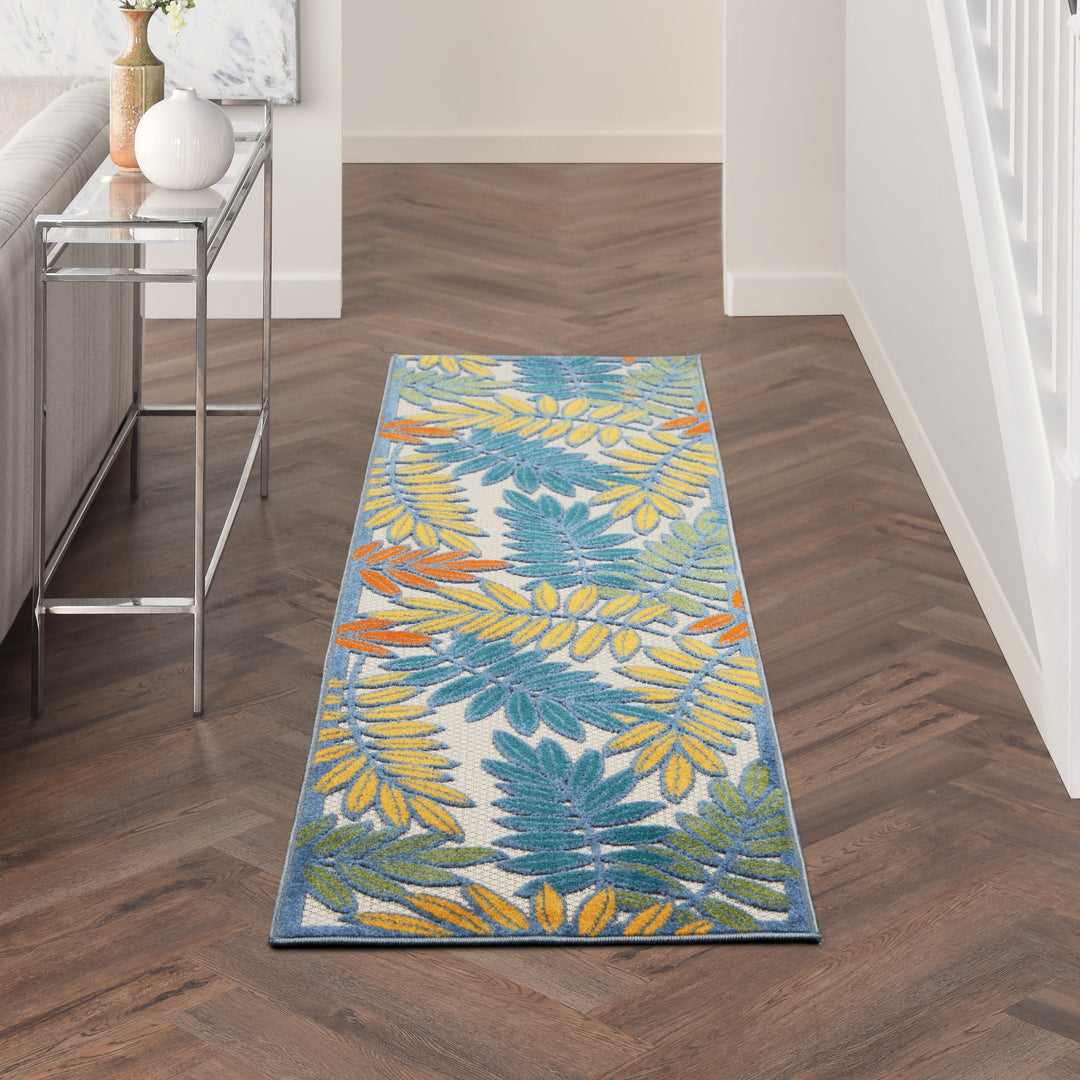 Aloha Leaf Print Vibrant Indoor/Outdoor Area Rug