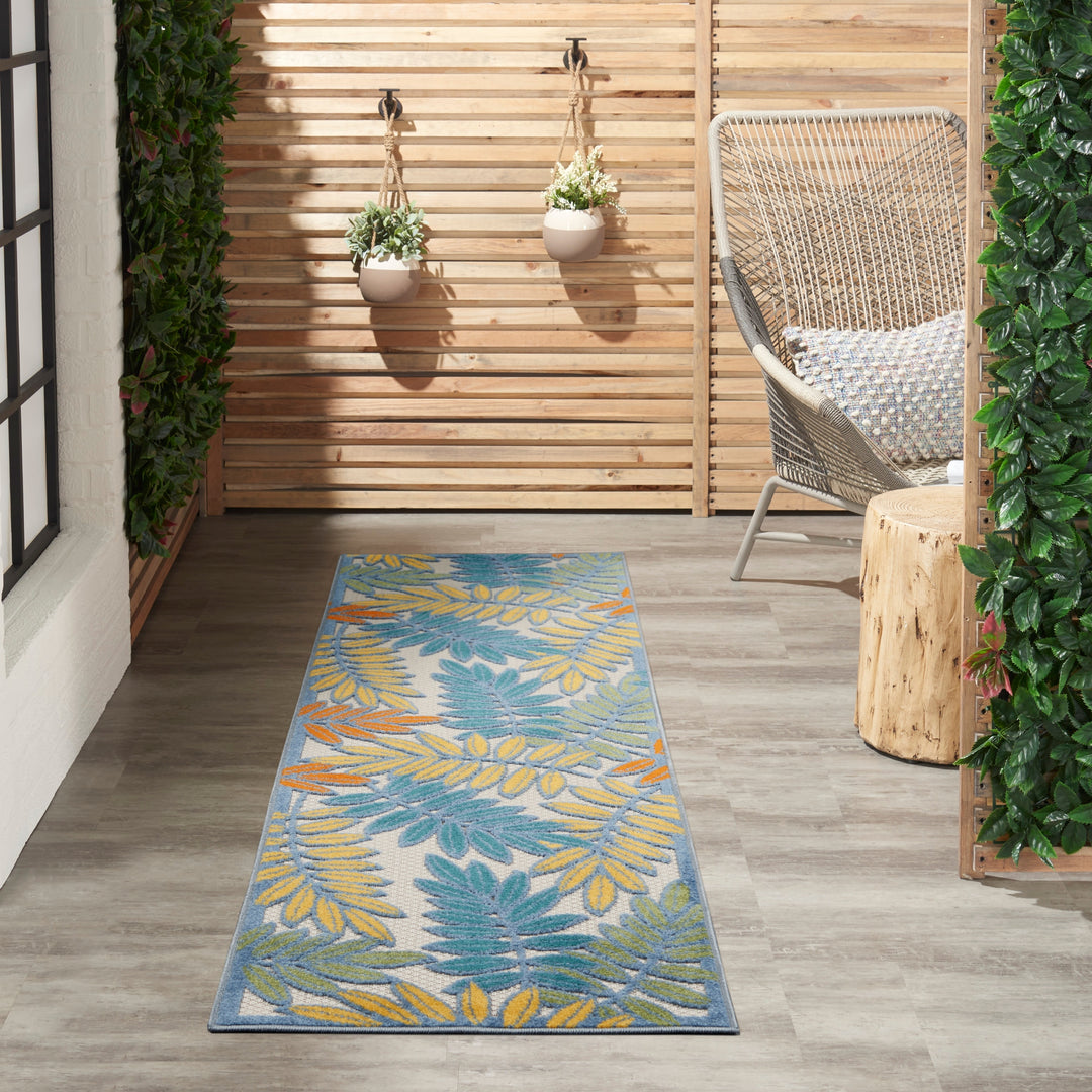Aloha Leaf Print Vibrant Indoor/Outdoor Area Rug