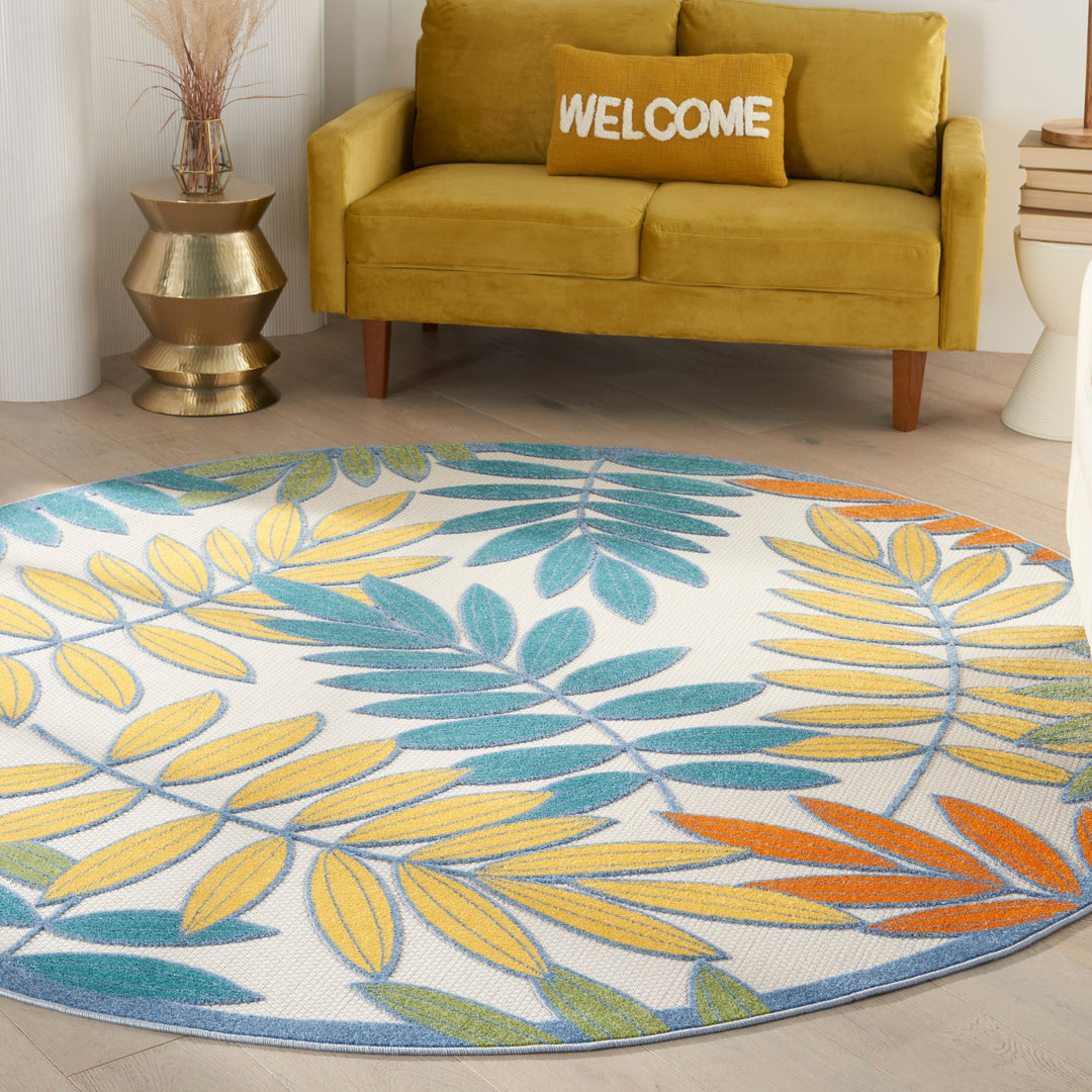 Aloha Leaf Print Vibrant Indoor/Outdoor Area Rug