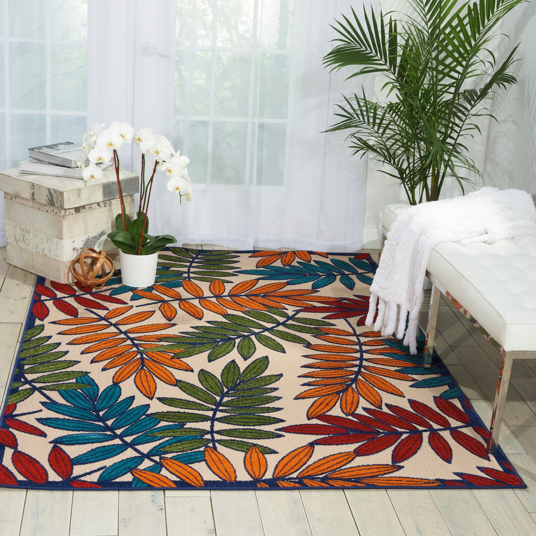 Aloha Leaf Print Vibrant Indoor/Outdoor Area Rug