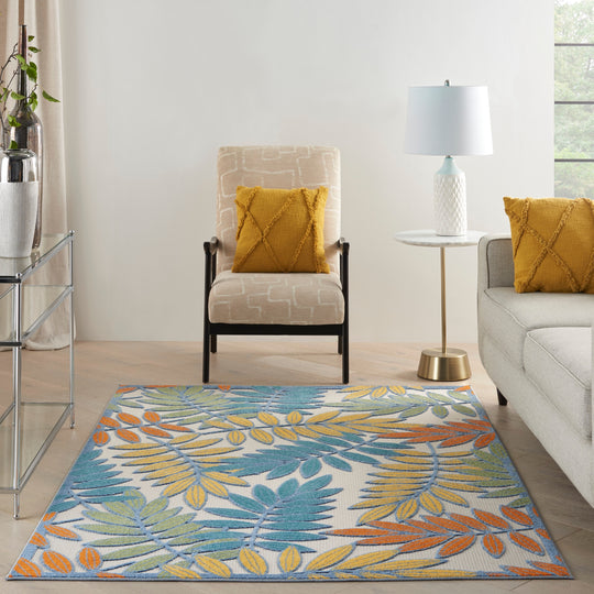 Aloha Leaf Print Vibrant Indoor/Outdoor Area Rug