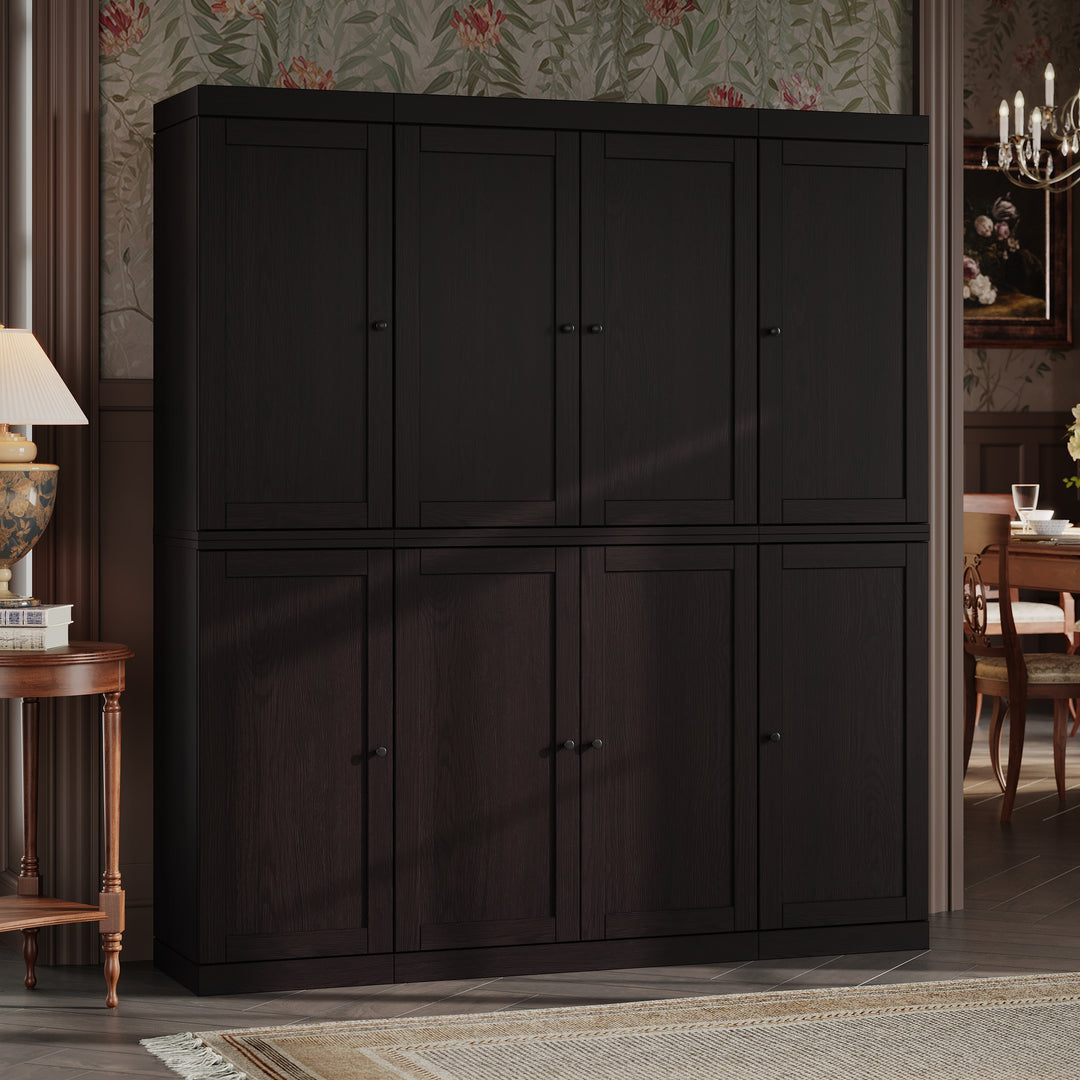 Premium 100% Solid European Oak Hardwood Modular Dining Room Cabinet with Shaker Doors - 64" Wide, 71.5" Tall
