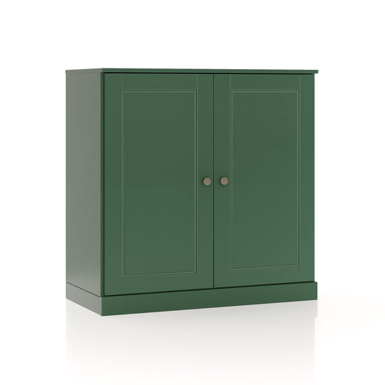 100% Solid Wood Bathroom Storage Cabinet, Raised Panel Doors, 2 Drawers, Adjustable Shelves