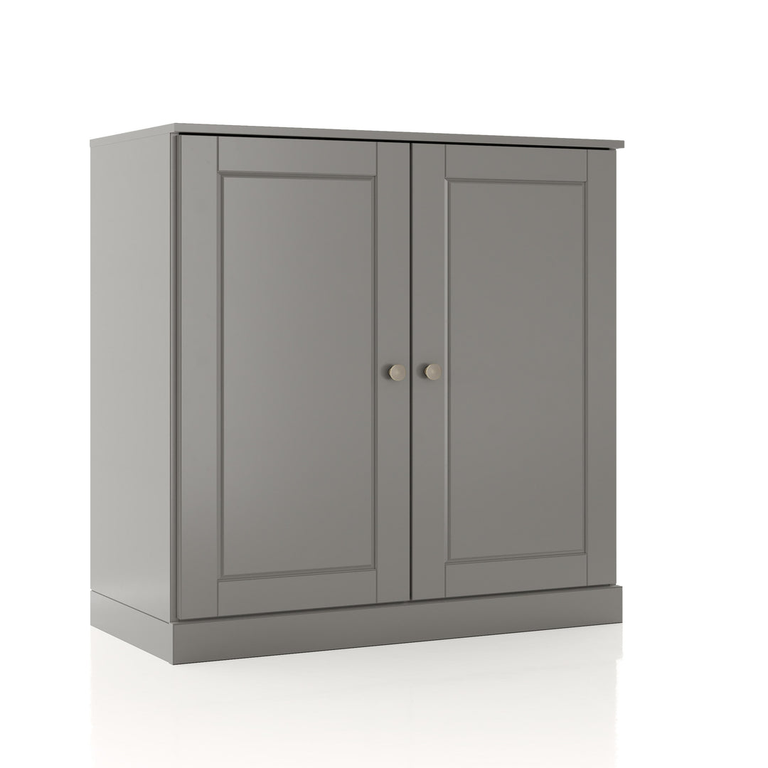 100% Solid Wood Bathroom Storage Cabinet, Raised Panel Doors, 2 Drawers, Adjustable Shelves
