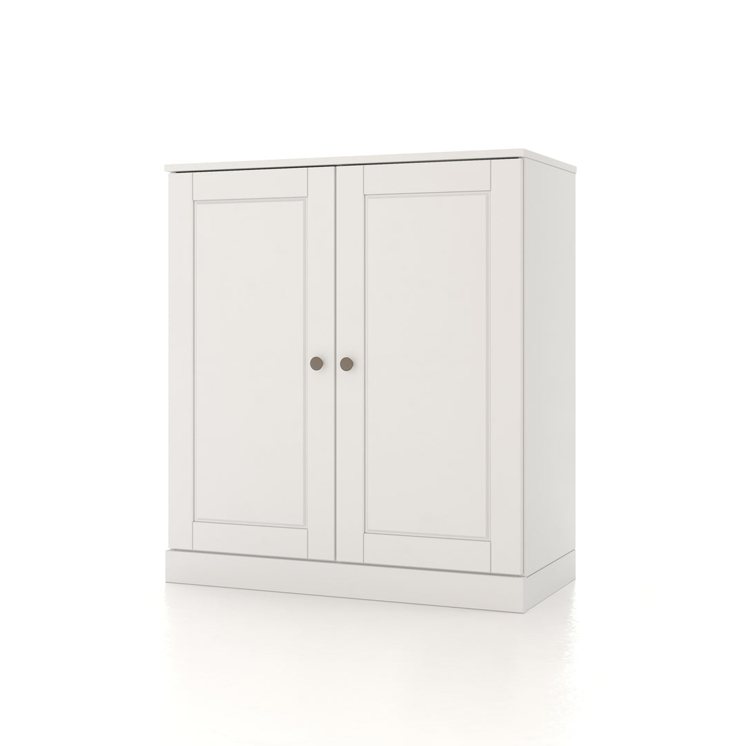 100% Solid Wood Bathroom Storage Cabinet, Raised Panel Doors, 2 Drawers, Adjustable Shelves