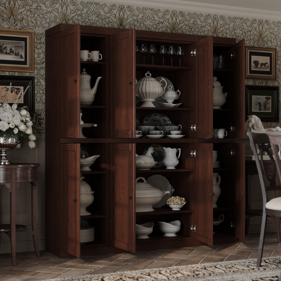 Premium 100% Solid European Oak Hardwood Modular Dining Room Cabinet with Shaker Doors - 64" Wide, 71.5" Tall