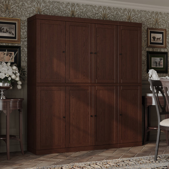 Premium 100% Solid European Oak Hardwood Modular Dining Room Cabinet with Shaker Doors - 64" Wide, 71.5" Tall